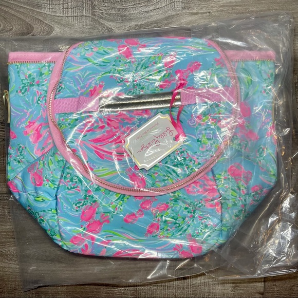 Lilly Pulitzer Soft Beach Cooler Adjustable Removable Strap Double Zipper Close - Picture 3 of 4
